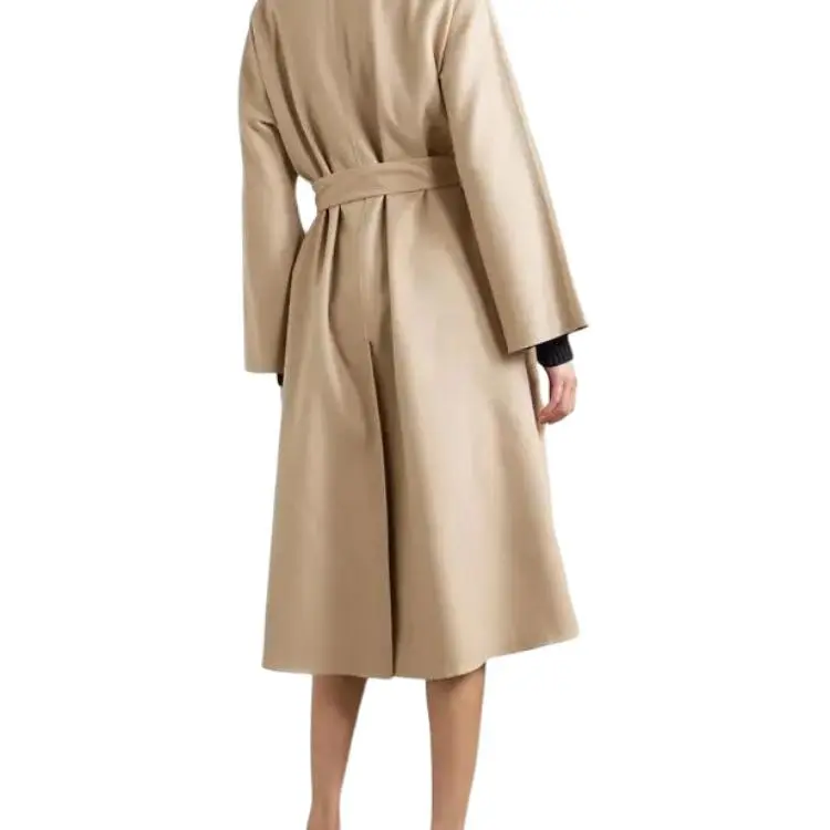 Loro Piana Belted Collarless Long Coat-4