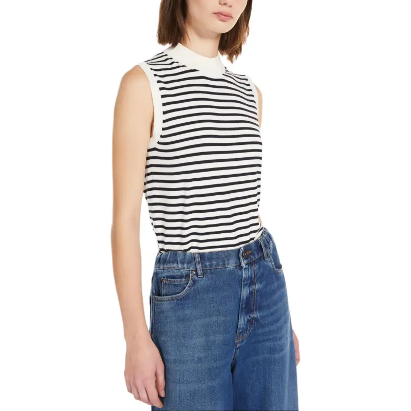 WEEKEND MaxMara Nazione Striped Ribbed Knit Tank Top-3