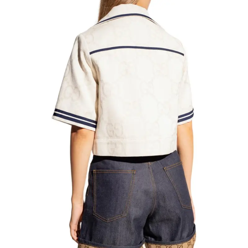 GUCCI Maxi GG Pattern Cropped Jacket-2