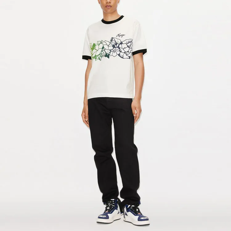 KENZO ALOHA FLOWER TATTOO T Shirts Unisex White-2