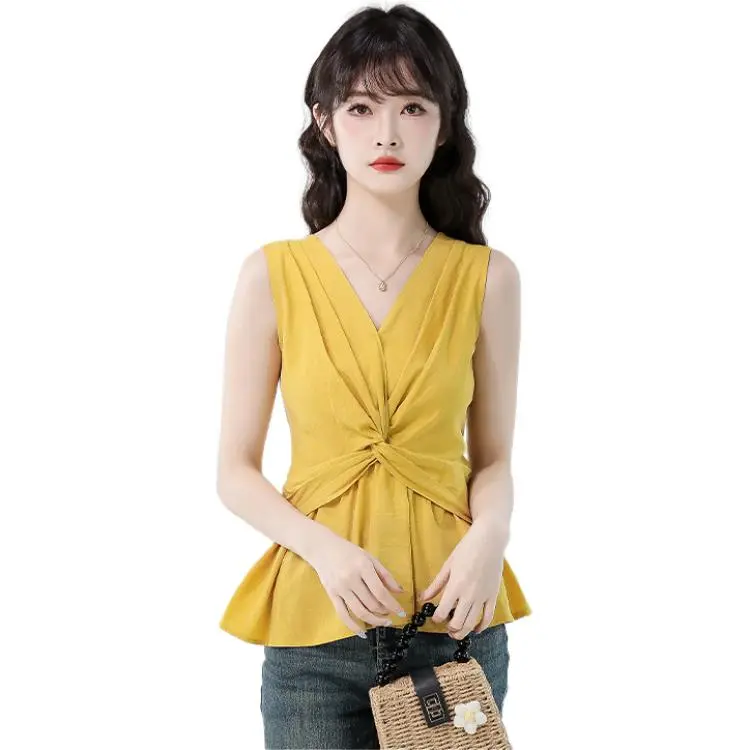 Mu Xiao Xin Tank Tops Women's Yellow-3