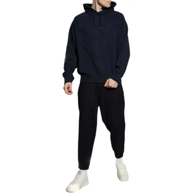 EMPORIO ARMANI Logo Embroidered Drawstring Hoodie-4