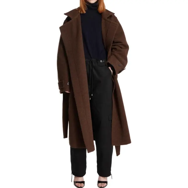 Lemaire Wrap Coat 'Brown Chine'-2