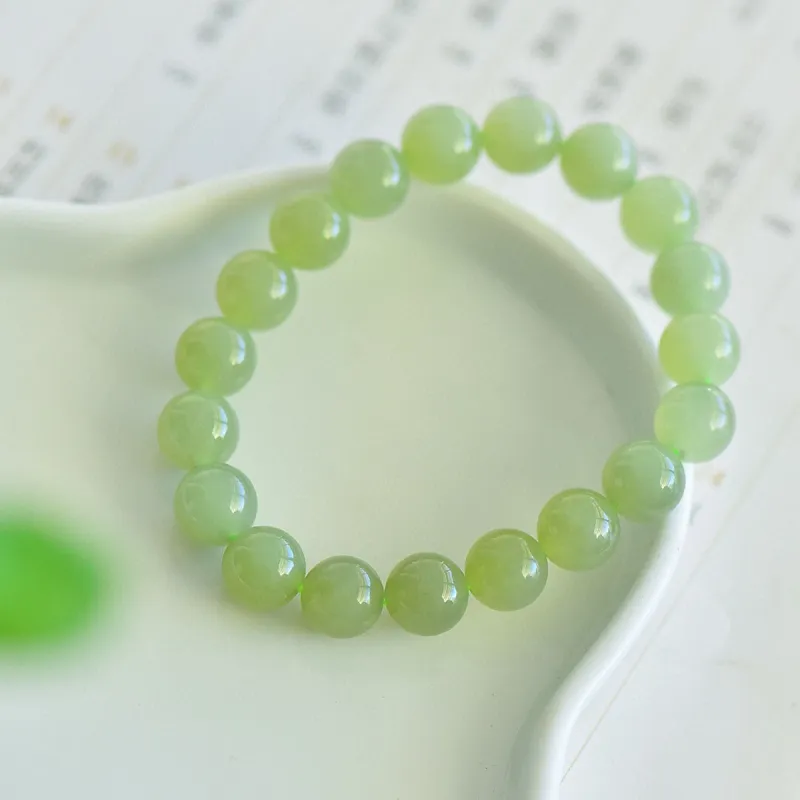 TAMINA Bracelets Pale Greenish White Jade Unisex-2