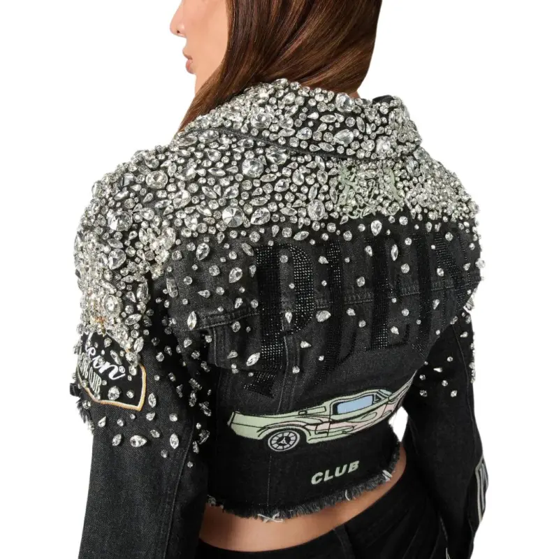 PHILIPP PLEIN Crystal embellished Denim Jacket-4