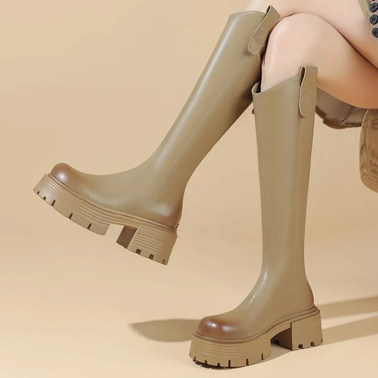 KEKAFU Knee high Boots Women's Black/Brown/Khaki-20