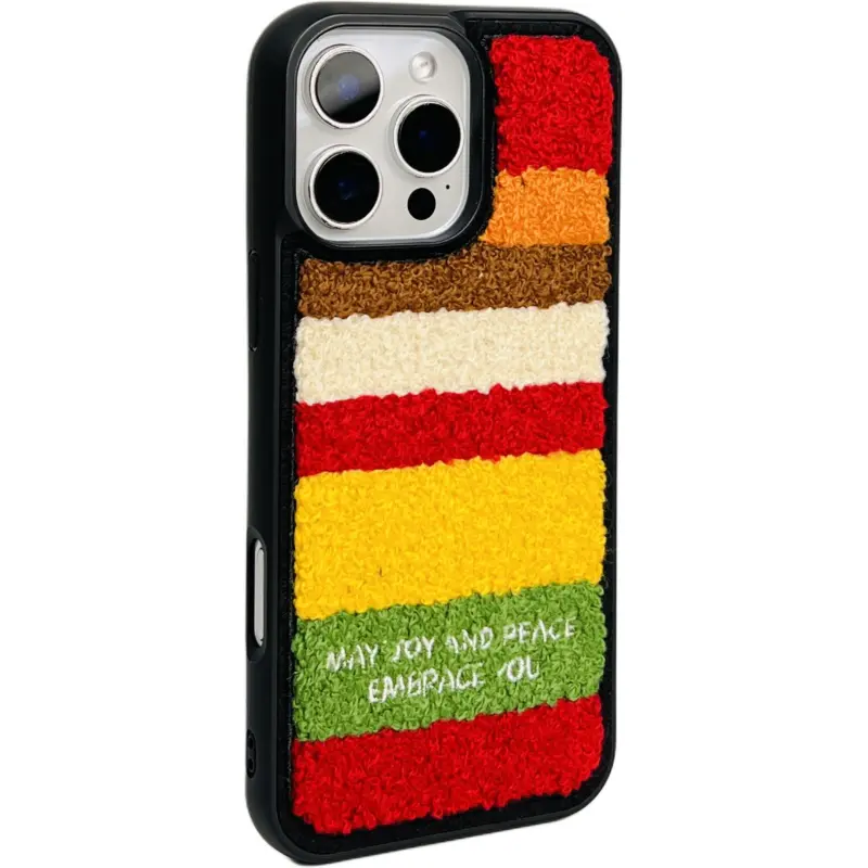Wei Xin Plush Material Plush Embroidery Multicolor Phone Cases Compatible With IPhone 16/15 Pro Max/Apple 13/14 Pro/Max-5