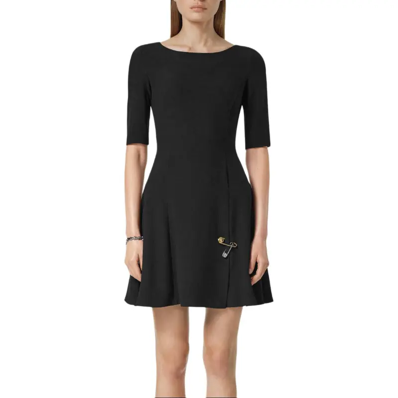 VERSACE Safety Pin Detailed Half Sleeved Dress-2