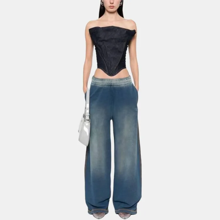 DIESEL Logo Embroidered Wide Leg Sweatpants-4