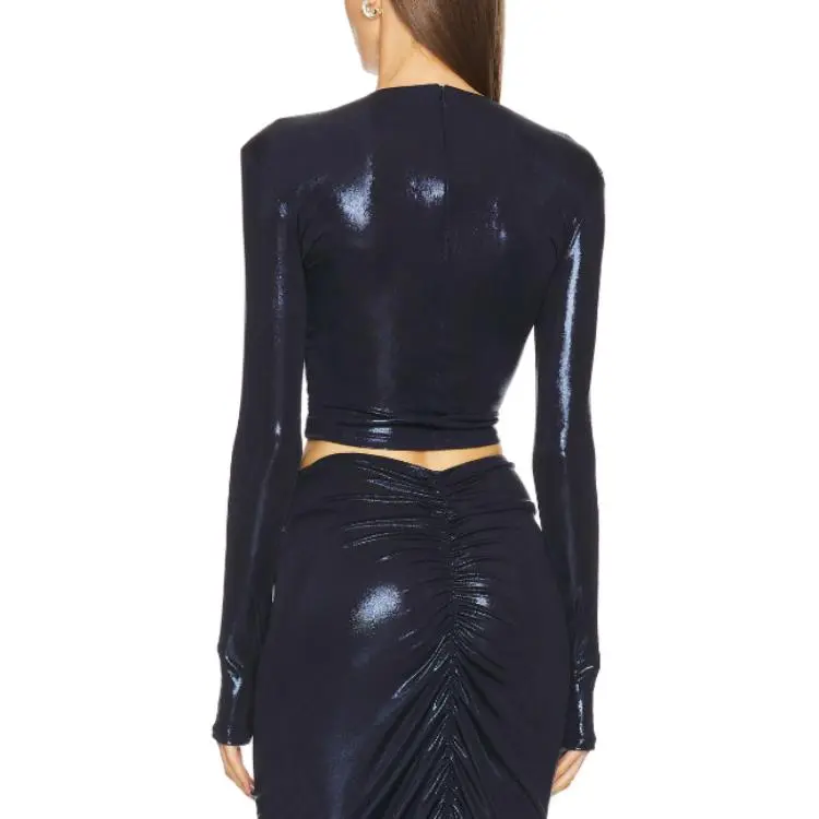 NORMA KAMALI Crop Tops Women's Dark Blue-1