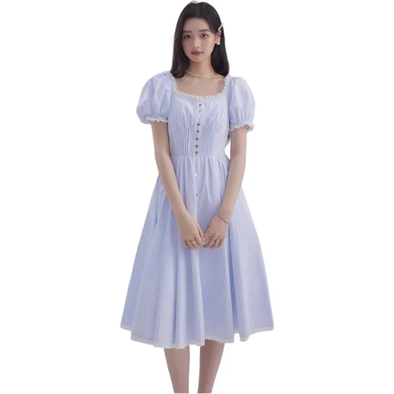 DEAR DEER PUFF Short-Sleeved Dresses Women's Stripes-9