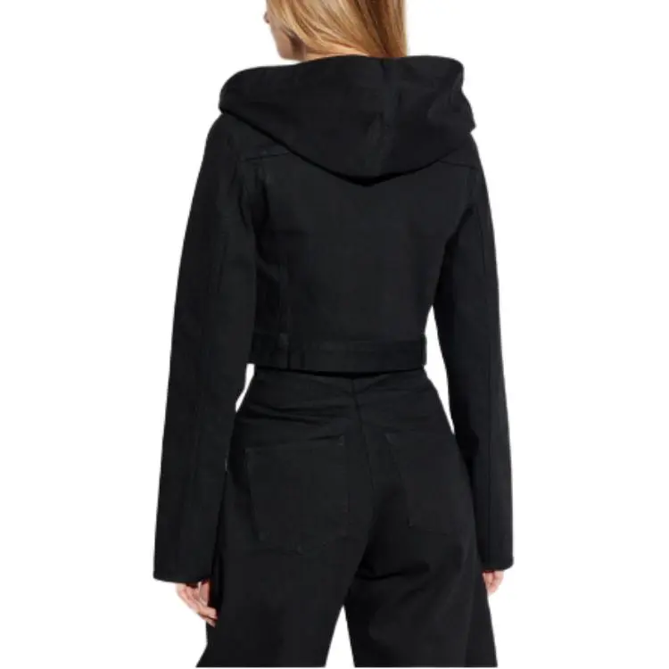 Alaia Cropped Hooded Denim Jacket-3