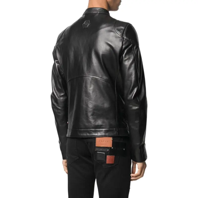 PHILIPP PLEIN SS23 Leather Jacket Men's Black-3