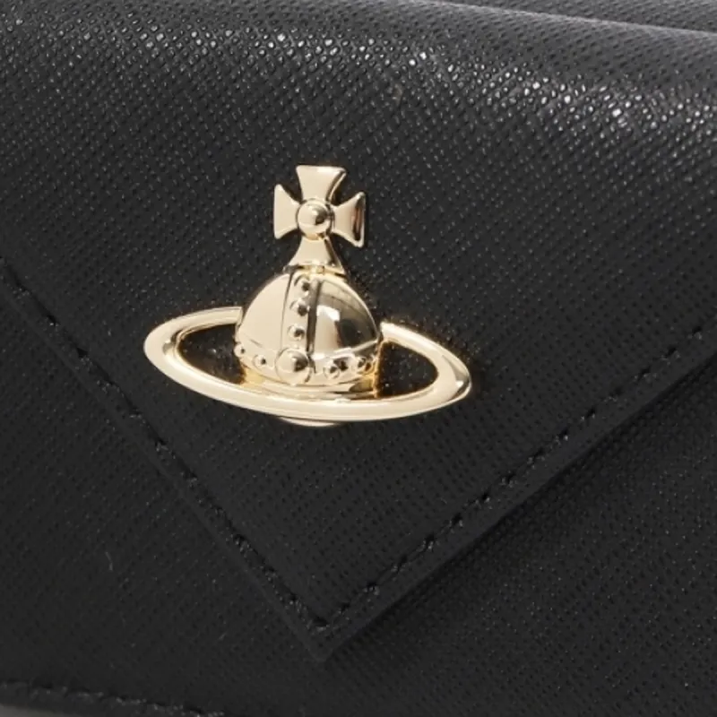Vivienne Westwood Saffiano Cow Leather Wallet Women's Black-4