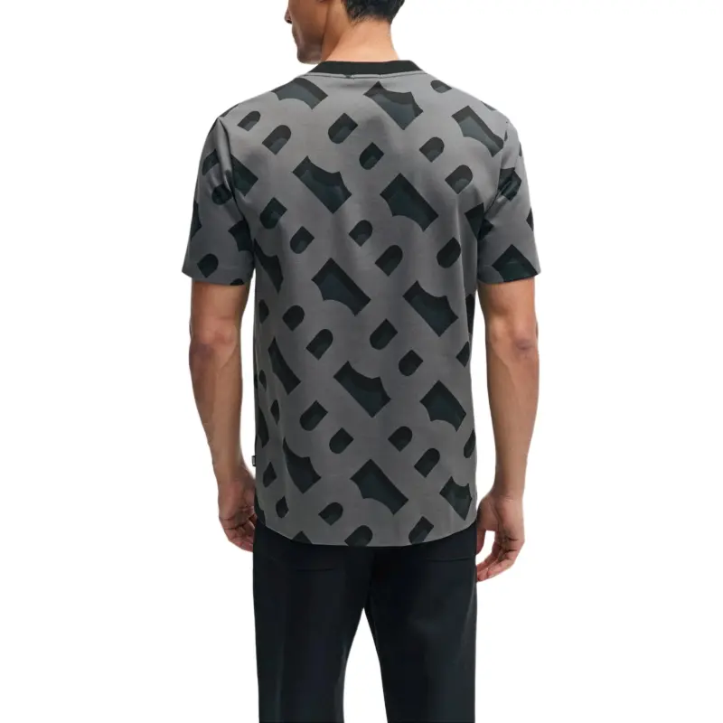 HUGO BOSS Monogram pattern Cotton blend T shirt-4