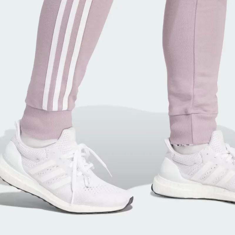 Adidas Essentials 3-Stripes French Terry Cuffed Joggers Knitted Sports Pants Women's Purple-4