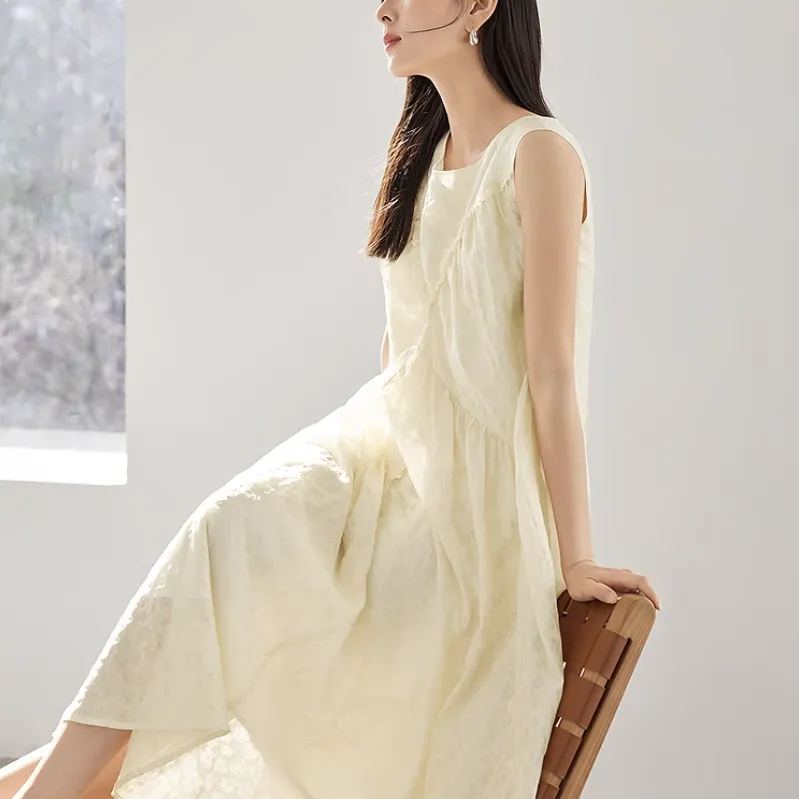 DIALOGUE Sleeveless Dress Women's Champagne-3