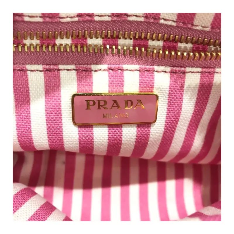PRADA Canvas Canvas Bag Makeup Bag Toiletry Bag Women's Pink-5