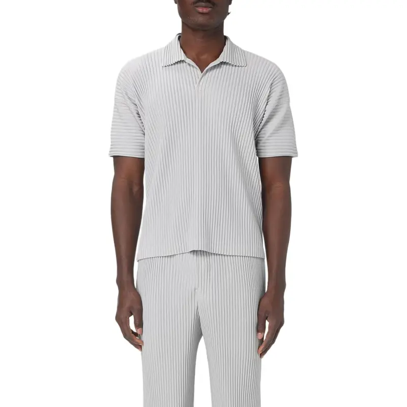 Homme Plissé Issey Miyake Pleated Split Neck Polo Shirt-2