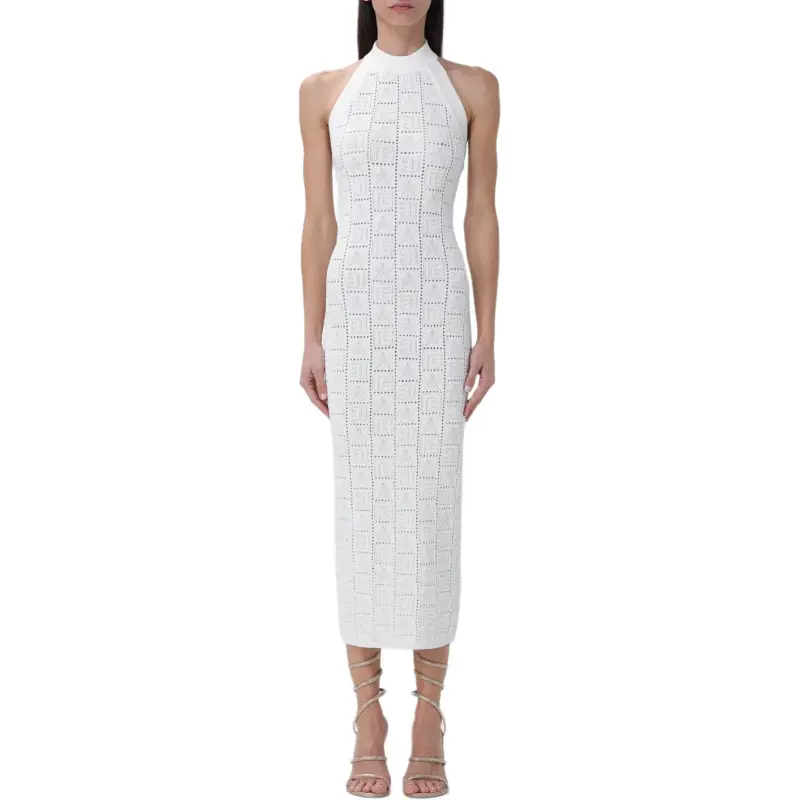 BALMAIN Monogrammed Knit Midi Dress-2