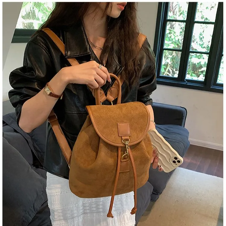 NOMK Leather Flap Bag, Chain Bag, Bucket Bag, Backpack Regular Women's White-7