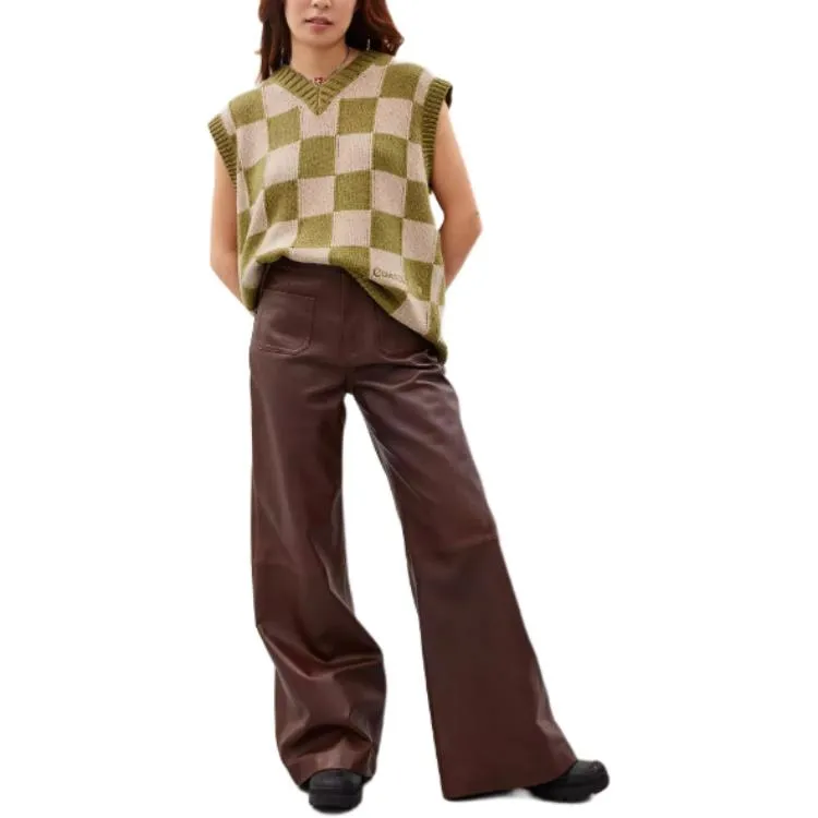 COACH Sweater Vest With Checkerboard Pattern Knitwear Unisex Beige-2
