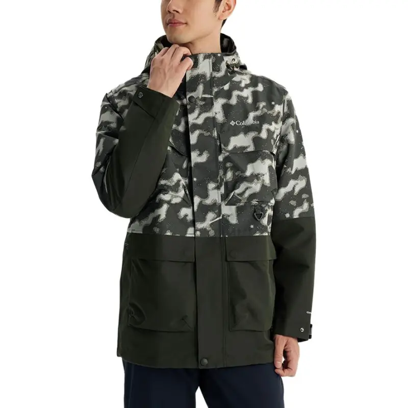 Columbia Transit Hiking Waterproof And Windproof Windbreaker Jacket Men's Green-1