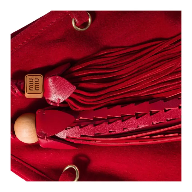 MIU MIU Suede Handbag Women's Gemstone Red-3