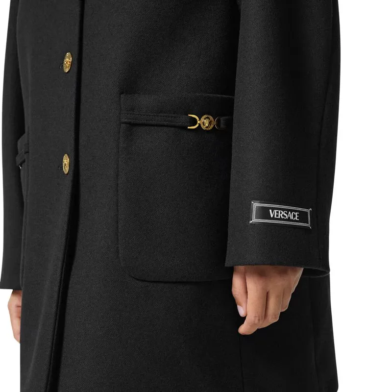 VERSACE Collarless Caban Coat-4