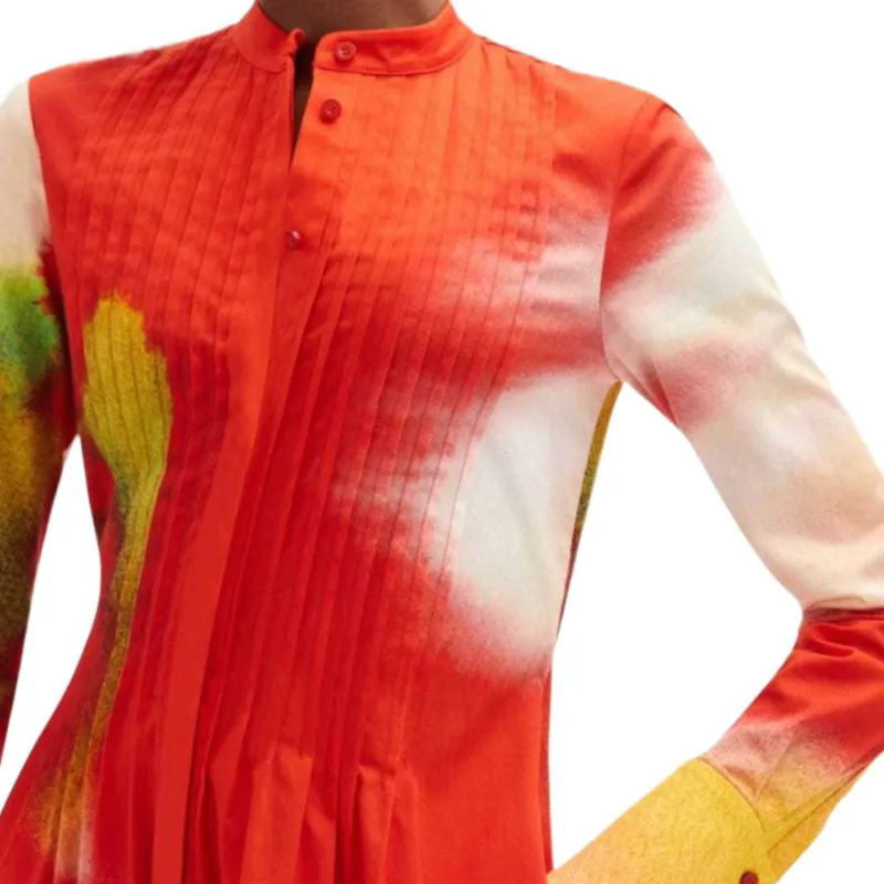 Oscar De La Renta Abstract Watercolor Kaftan-4