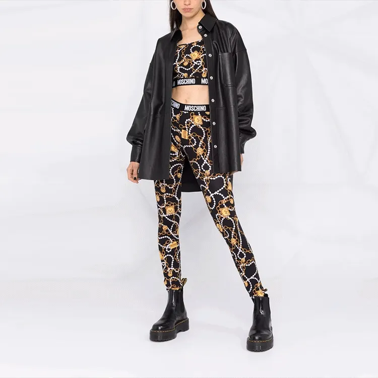 MOSCHINO Chain-link Print Leggings-1