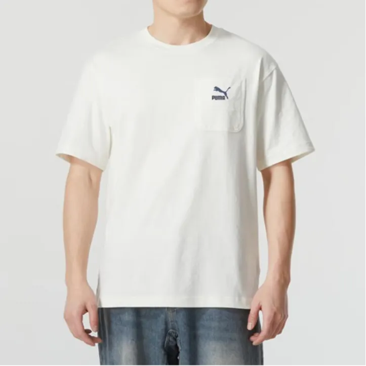 PUMA SS24 Drop Shoulder Sleeve T Shirt Men's White-4