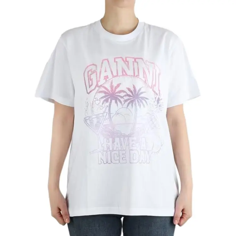 GANNI Graphic Printed Crewneck T Shirt-3