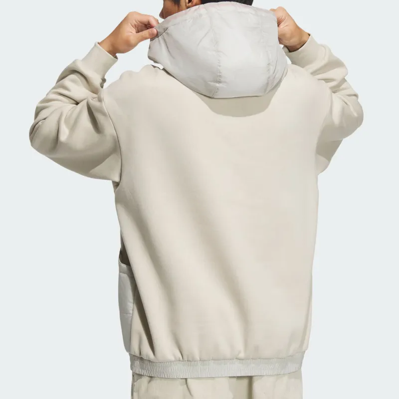 Adidas FW24 TECH WARM MIX TOP Sweatshirt Unisex Light Sesame Earth Gray-2