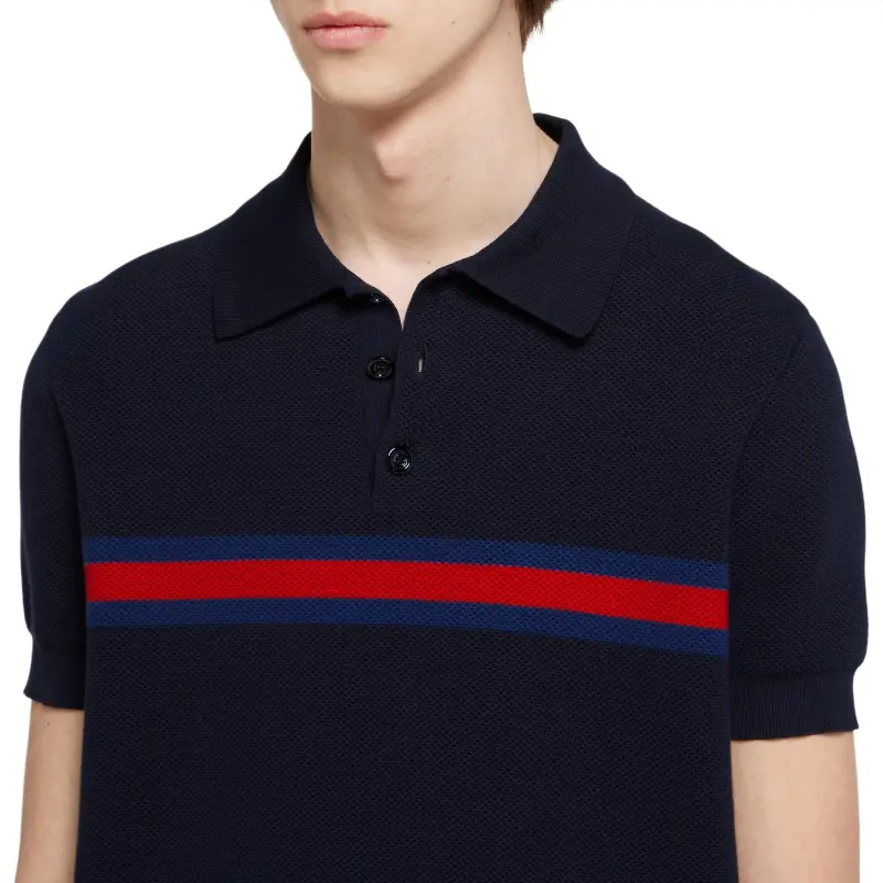 GUCCI Polo Shirt Men's Marine Blue-4