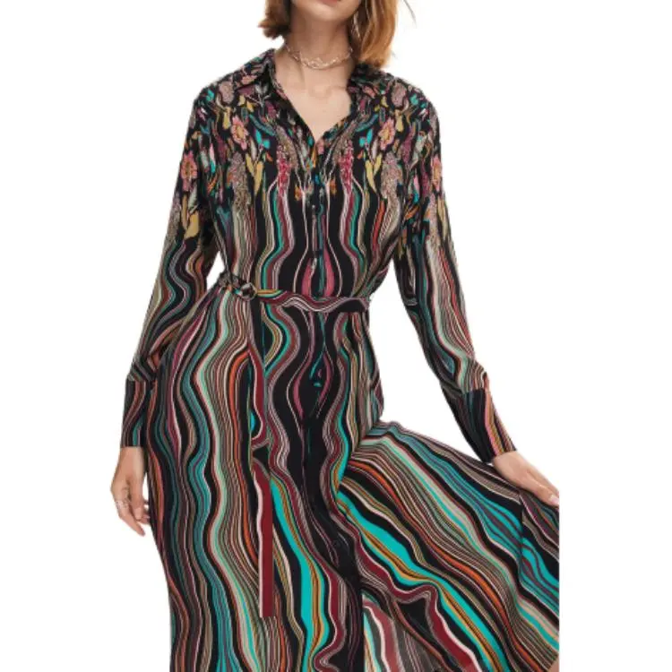 Desigual Long Sleeved Dress Women's Multicolor-4