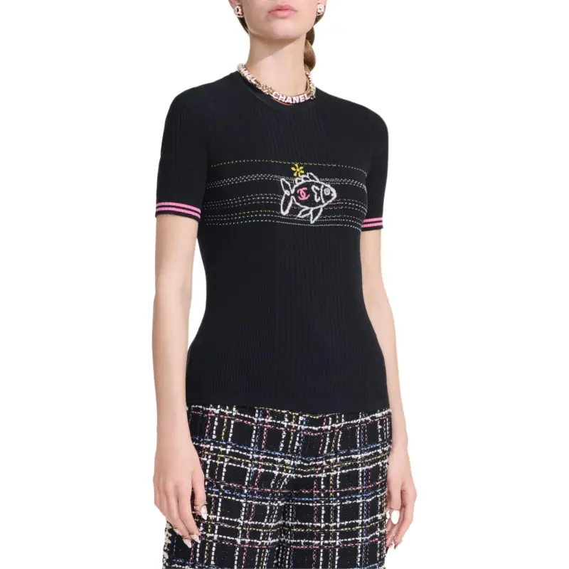CHANEL Regular T Shirt Women's Black-1