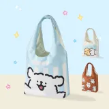 check eyelet logo tote bag