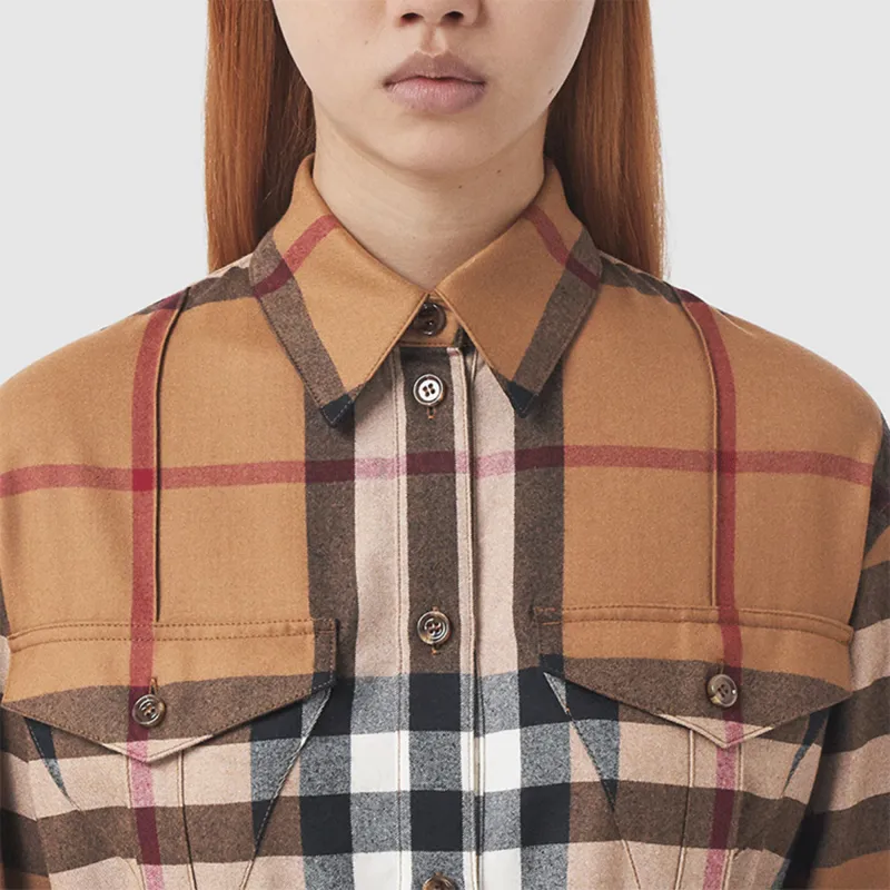 Burberry Long-Sleeved Dresses Women's Brown-4