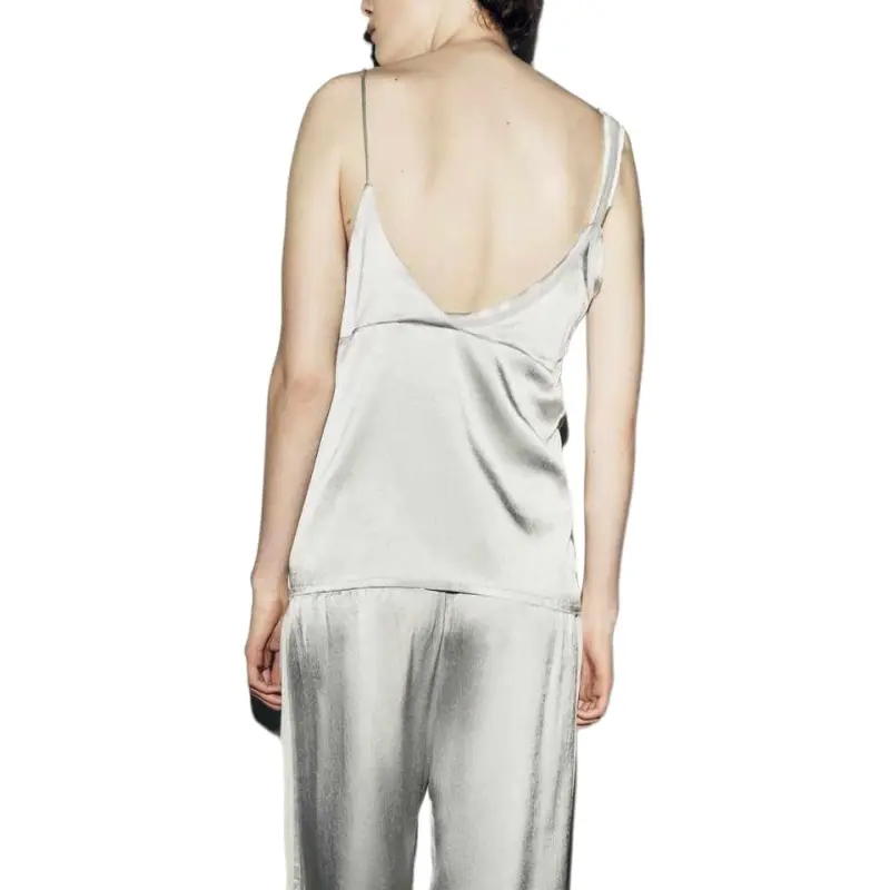 ZARA Tank Tops Women's Blue Gray-4