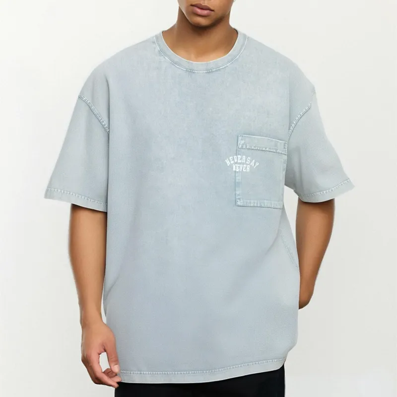 HLA JEANS T Shirt Men's Blue Gray Pattern 83-2