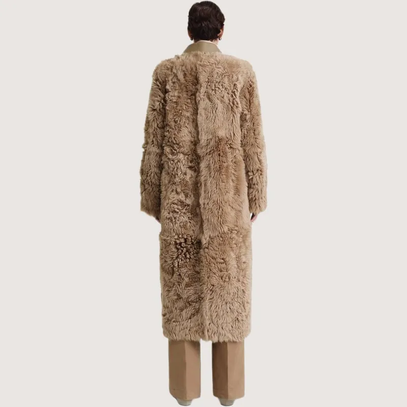TOTEME Shearling Single breasted Maxi Coat-1