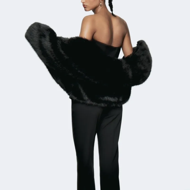 ZARA Velvet feel Coat Women's Black-3