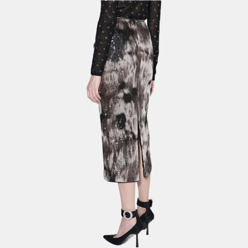 Bebe Casual Long Skirts Women's Black Silver-3
