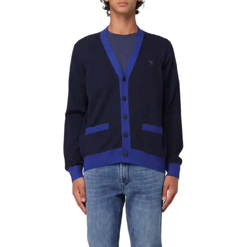 Maison Kitsune Bold Fox Head Patch V Neck Cardigan-2