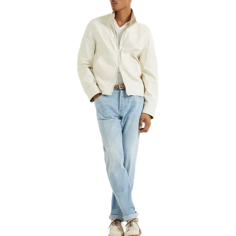 Brunello Cucinelli SS25 Leather Jacket Men's Panama Color-1