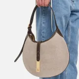 Polo Ralph Lauren Cotton Handbag Shoulder Bag Medium Size Women's Gray/Black