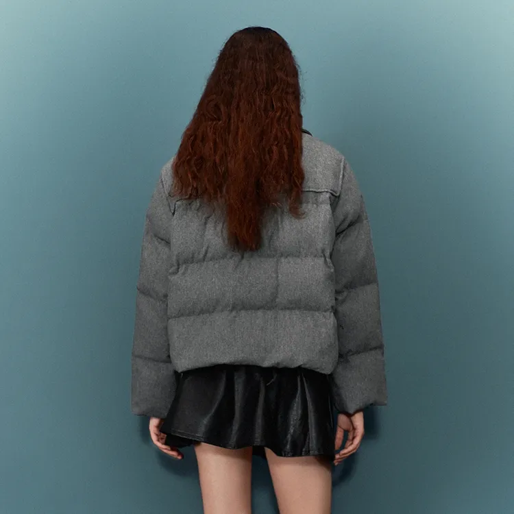 URBAN REVIVO Puffer Jacket Women's Cool Gray-2
