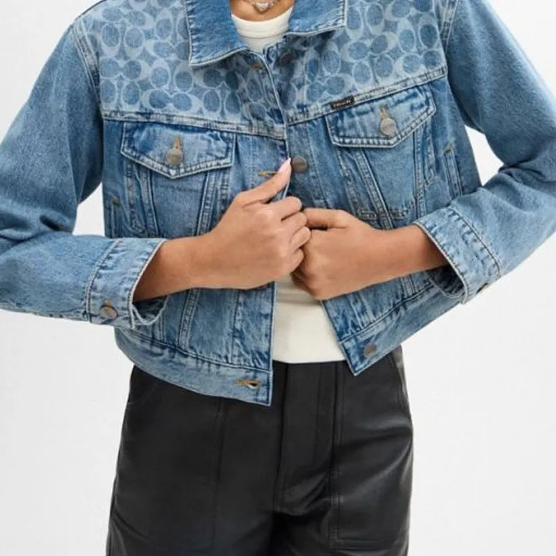 COACH Denim Jacket Women's Blue-3