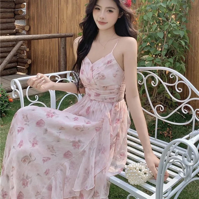 GULIANFEI Slip Dresses Women's Pink Camisole Dress-4
